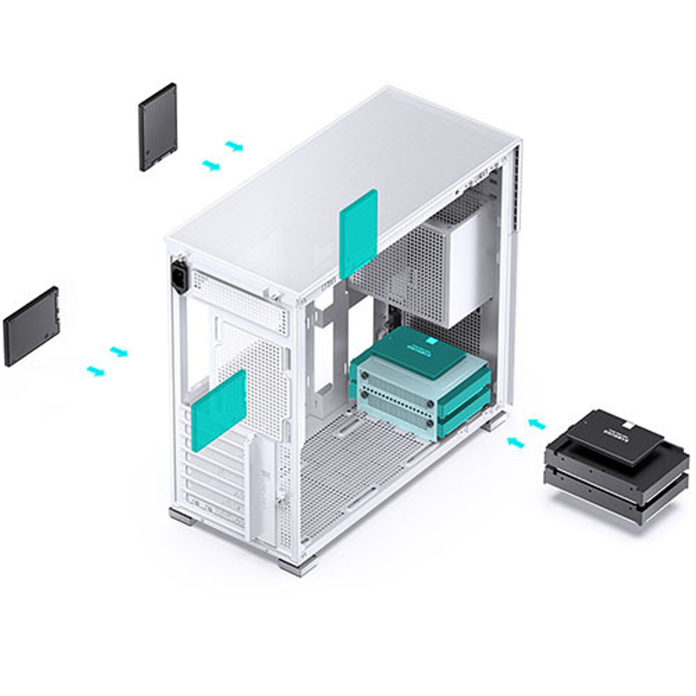 Корпус JONSBO D41 STD SC, 8" Color LCD, mini-ITX, micro-ATX, ATX, белый (без БП)