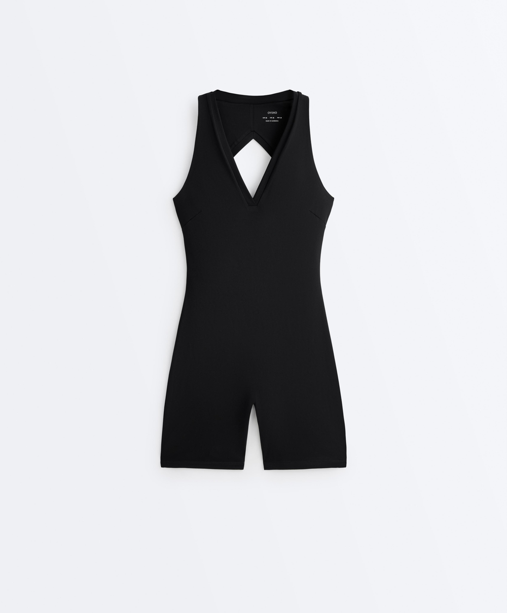 Oysho Короткий комбинезон Comfortlux с открытой спинкой, черный