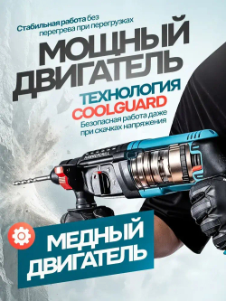 Перфоратор сетевой 1500 Вт, 4 Дж, 1500 об/мин, SDS-plus, антивибрация, в кейсе, строительный