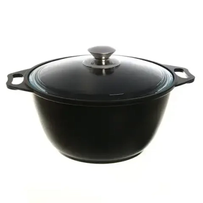 Кастрюля 3л литой алюминий со стеклянной крышкой КМ-к31а