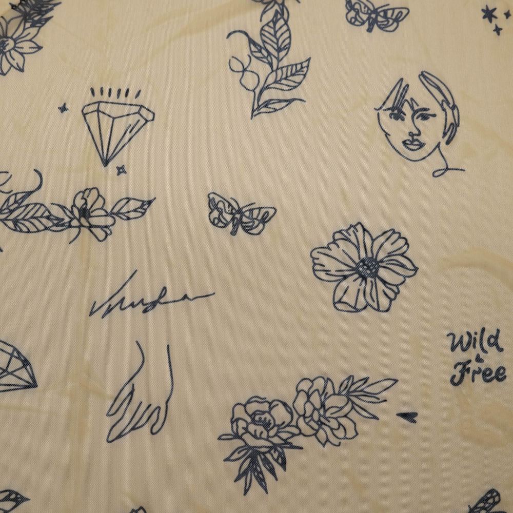 Сетка эластичная ТАТУ (телесный/черный), Турция