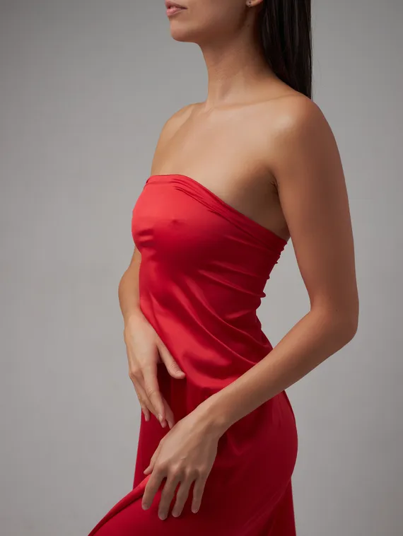 Атлас (сатин) эластичный бельевой, красный 100