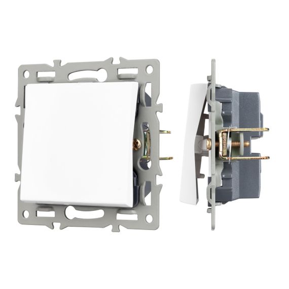 Механизм выключателя одноклавишный проходной SWT-MKP1-PL-WH (250V, 16A) Arlight 043714