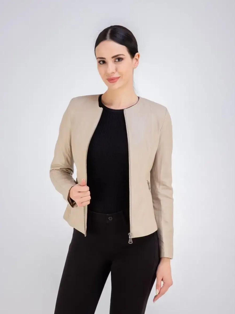 Кожаная куртка демисезонная на молнии