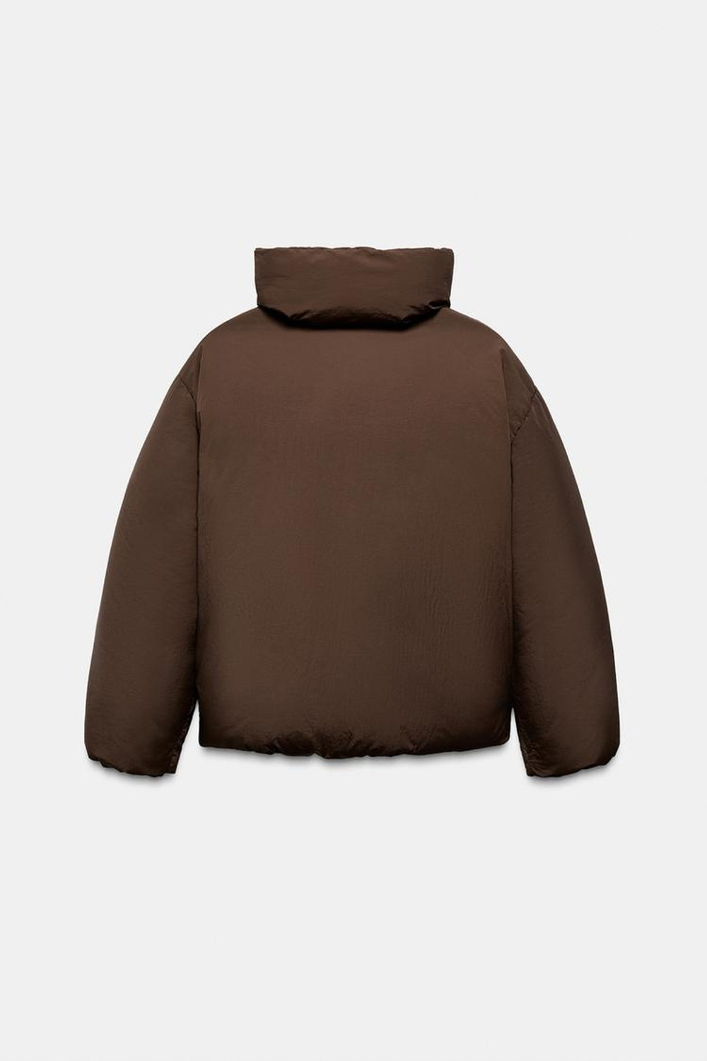 ZARA КОРОТКИЙ СТЕГАНЫЙ АНОРАК WATER AND WIND PROTECTION, ТЕМНО-КОРИЧНЕВЫЙ