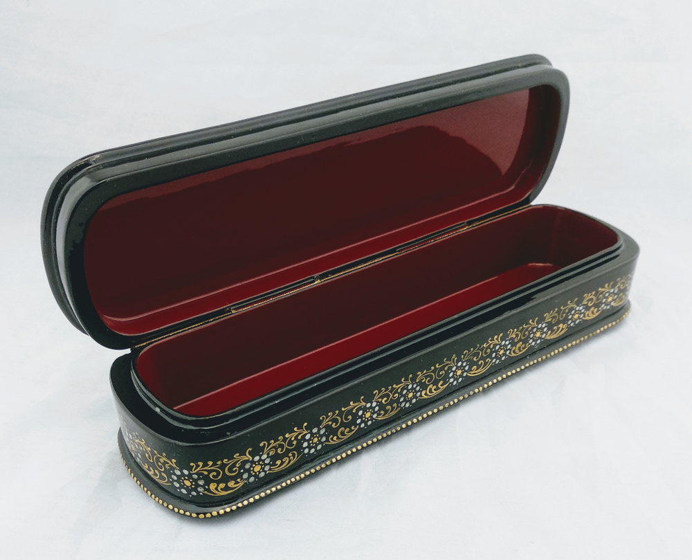 Шкатулка Палех  под ручку "Тройка. Зимние гуляния" Худ. Быкова 20×6см