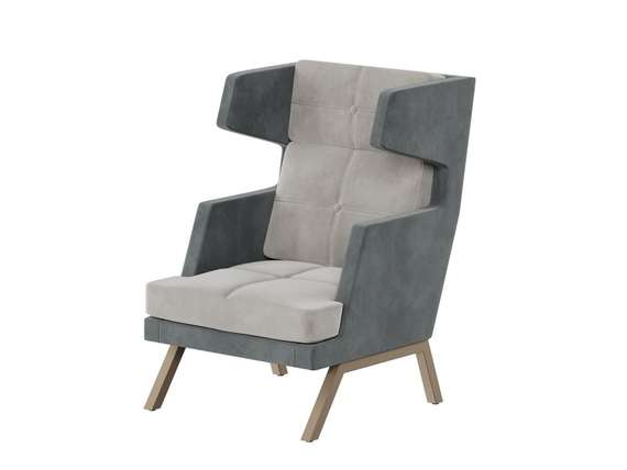 Алдо Кресло высокое с декором из пуговиц ALDB-01 Storm 022/Storm 017/Металл Капучино 790*960*1180