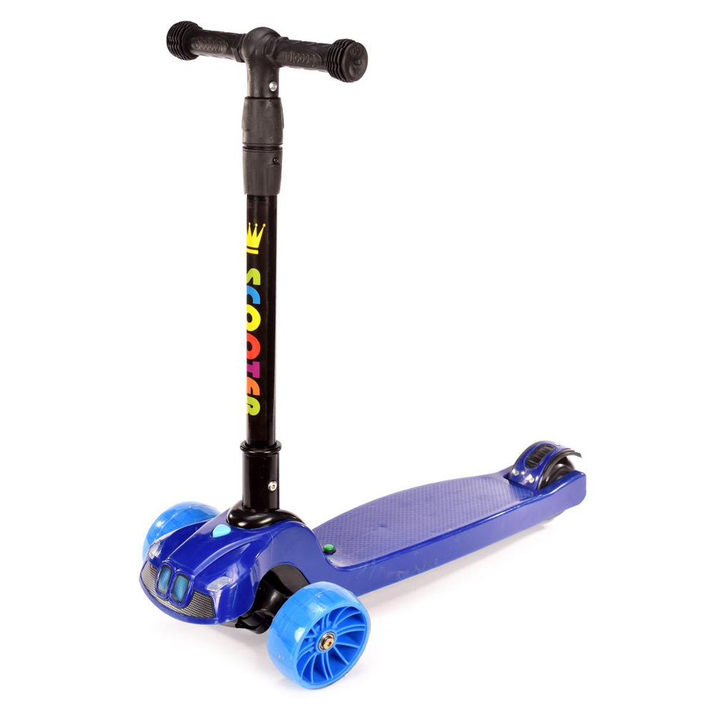 Самокат 3-х колесный, свет, звук, 02Б (синий)