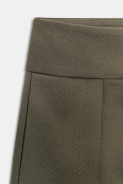 ZARA БРЮКИ-БАЛЛОНЫ СО СКЛАДКАМИ, ТЕМНЫЙ ХАКИ