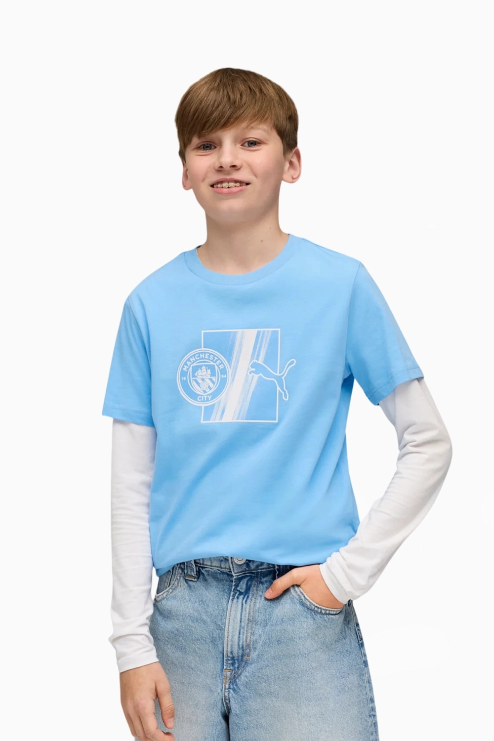 Футболка Puma Manchester City 25/26 FtblCulture Tee Junior - голубой