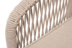 "Канны" кресло плетеное из роупа, каркас алюминий белый муар, роуп бежевый круглый, ткань бежевая 15052