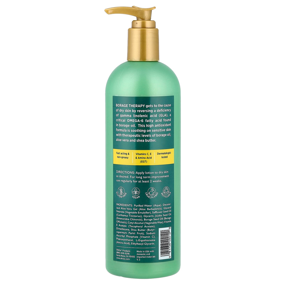 Shikai, Borage Therapy, Dry Skin Lotion, Fragrance Free, 16 fl oz (480 ml)