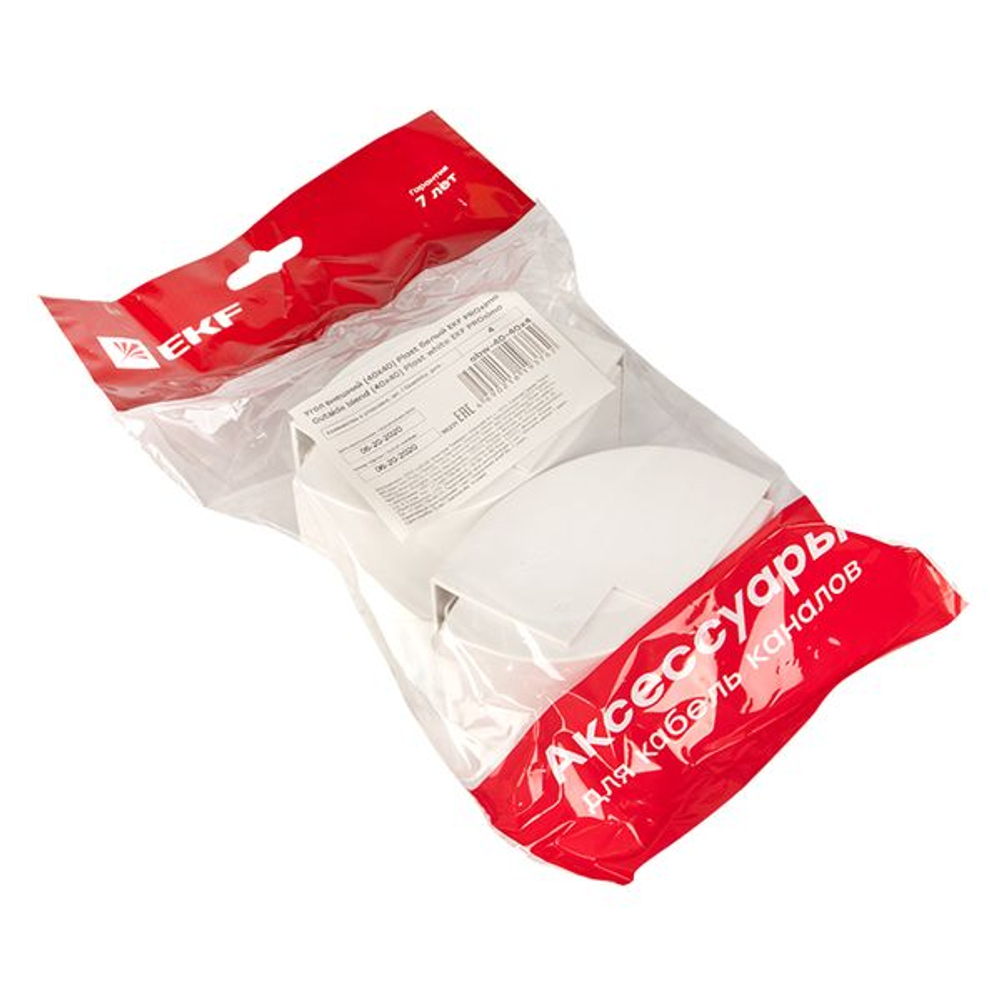 Угол внешний (40x40) (4 шт) белый EKF-Plast