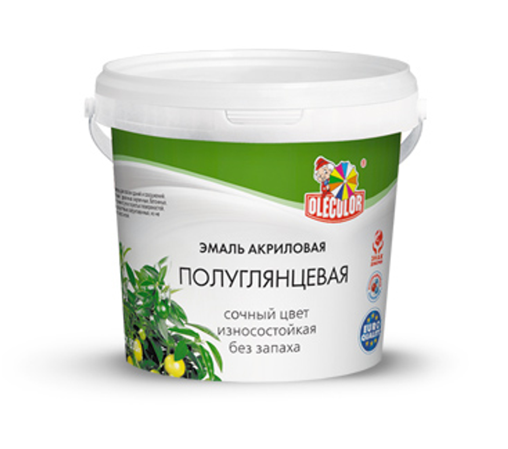 Эмаль акриловая универсальная полуглянцевая белый 0,9кг OLEKOLOR