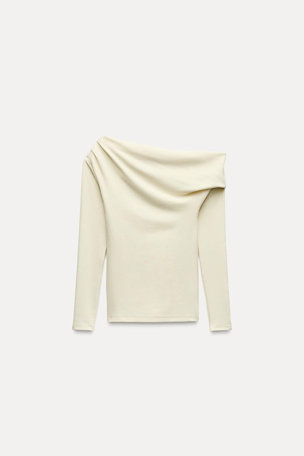 ZARA ТОП АСИММЕТРИЧНОГО КРОЯ ИЗ МЯГКОГО ИНТЕРЛОКА, ЭКРЮ