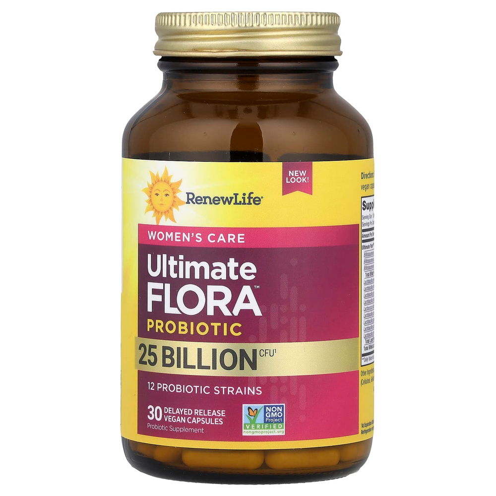 Renew Life, Women's Care, пробиотик Ultimate Flora™, 25 млрд КОЕ, 30 веганских капсул с отсроченным высвобождением