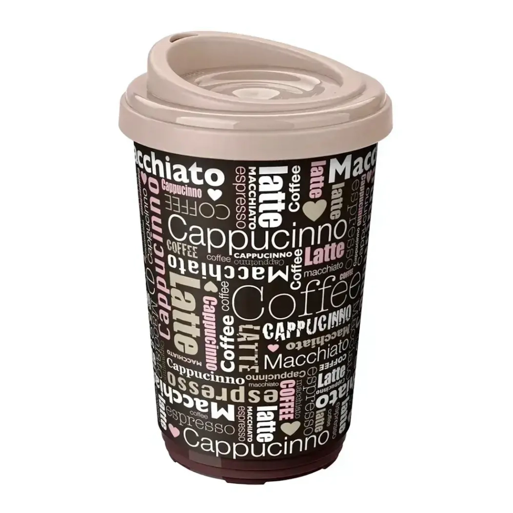 ТЕРМОСТАКАН С ДЕКОРОМ 400 МЛ темно-бежевый