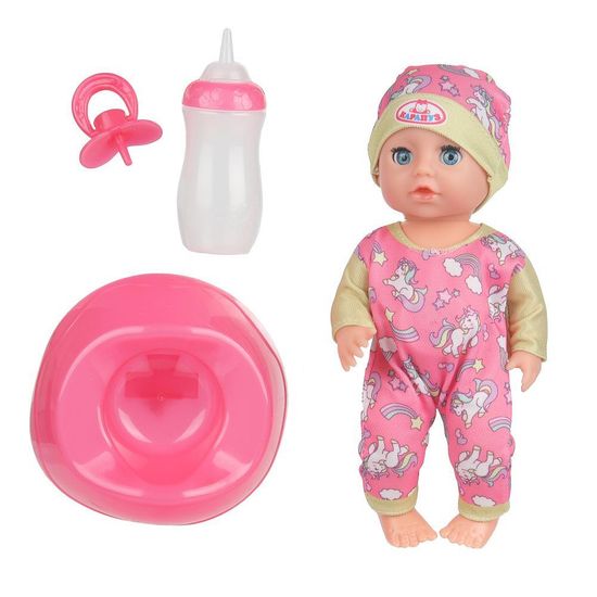 Пупс озвуч Шаинский музыка 20 см, пьет, писает, закр. глазки, 3 акс, 100 фраз КАРАПУЗ