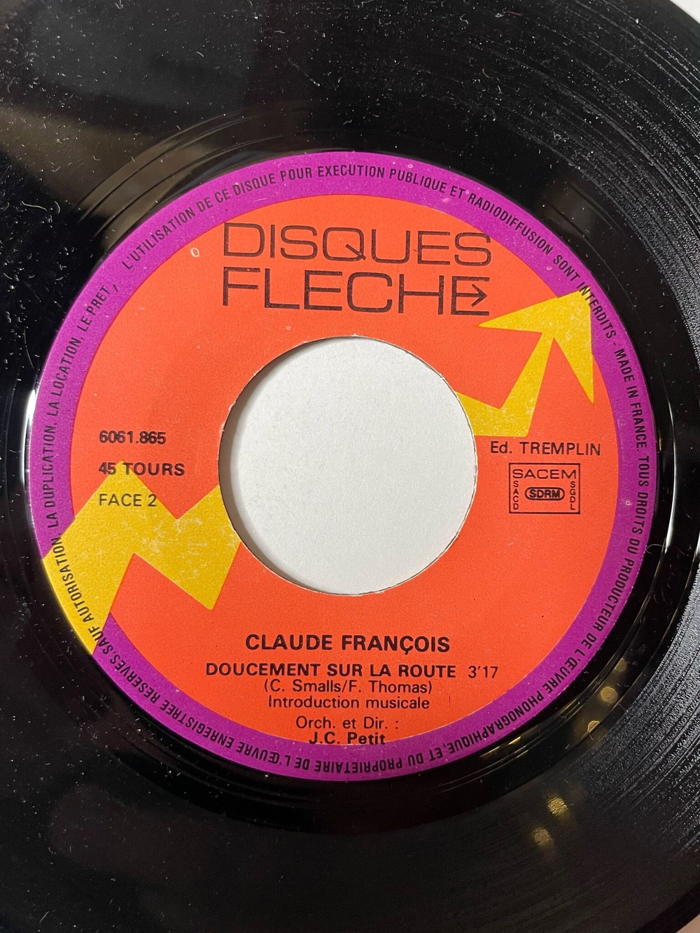 Винтажная виниловая пластинка LP Claude Francois Pourquoi Pleurer (Sur Un Succes D'ete) (France 1975) 7 дюймов