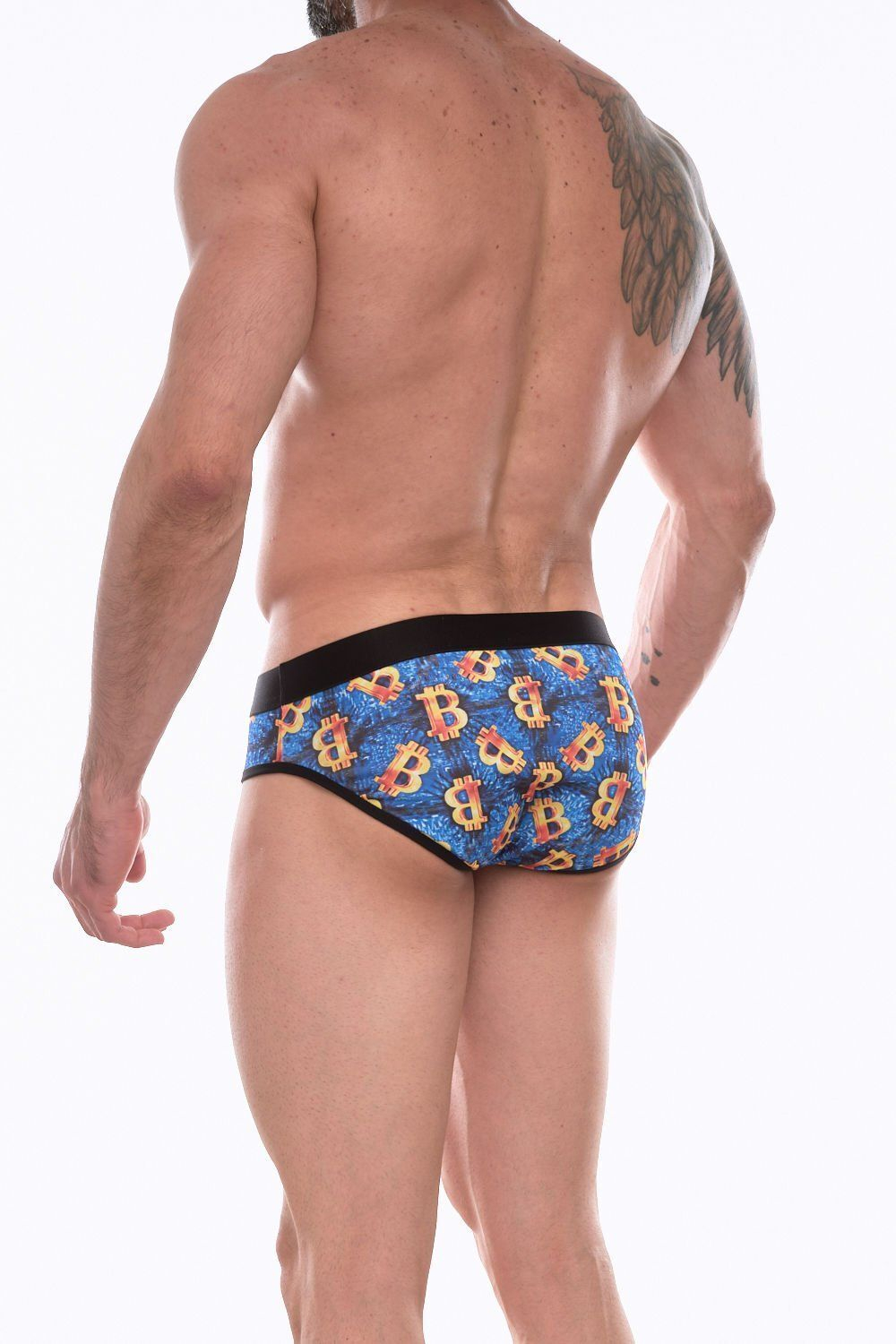 Синие трусы-брифы с разноцветным принтом Don Moris (Размер: S) (Цвет: синий)