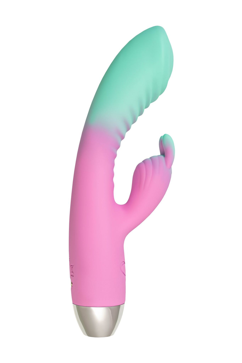 Мятно-розовый вибратор для точки G с клиторальным отростком Orchid - 21 см. (Цвет: мятный)