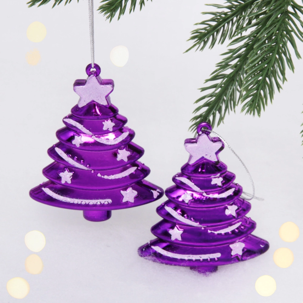 Елочные игрушки «Сказочная ёлочка» 8 см (набор 2 шт),Фиолетовый