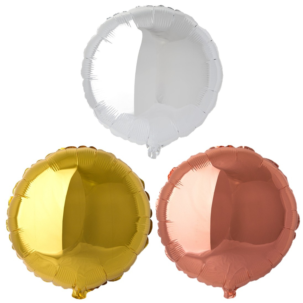 Фольгированный шар-круг, металлик, золото/серебро, 46 см