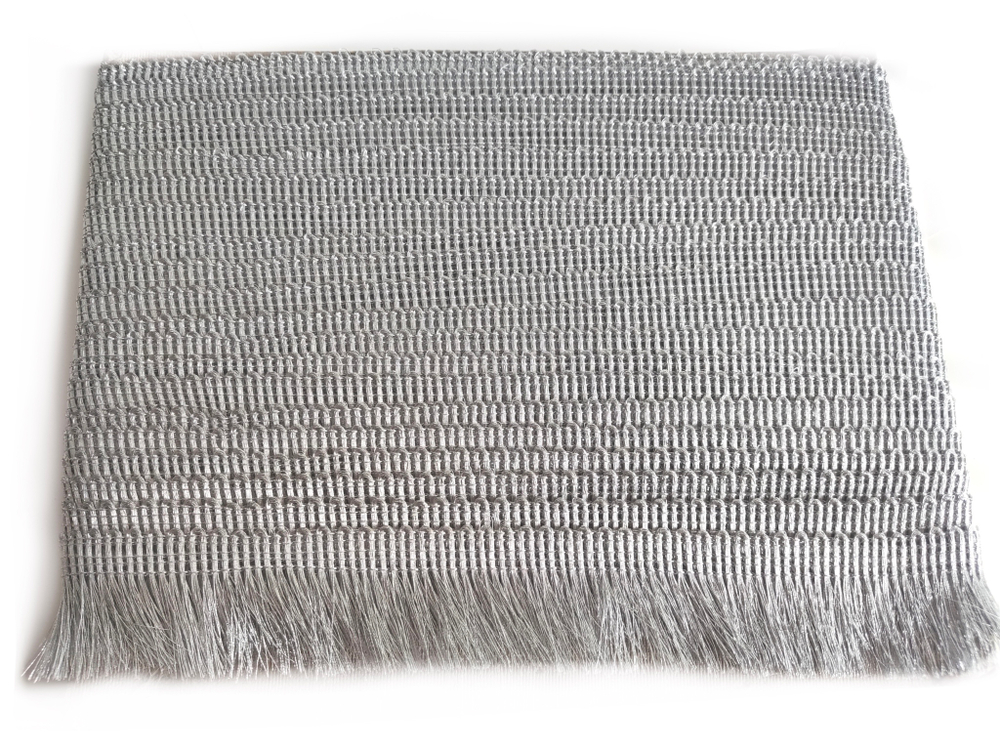 Бахрома-щётка  металлизированная люрекс 3,5см серебро