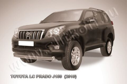 Защита переднего бампера (нержавейка) Toyota Land Cruiser Prado J150 (2009-2013) d57+d57 радиусная