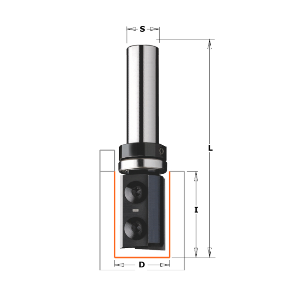 Фреза обгонная верхний подшипник сменные ножи HM Z2 S12 D 19 x 48,3 RH CMT 656.692.11