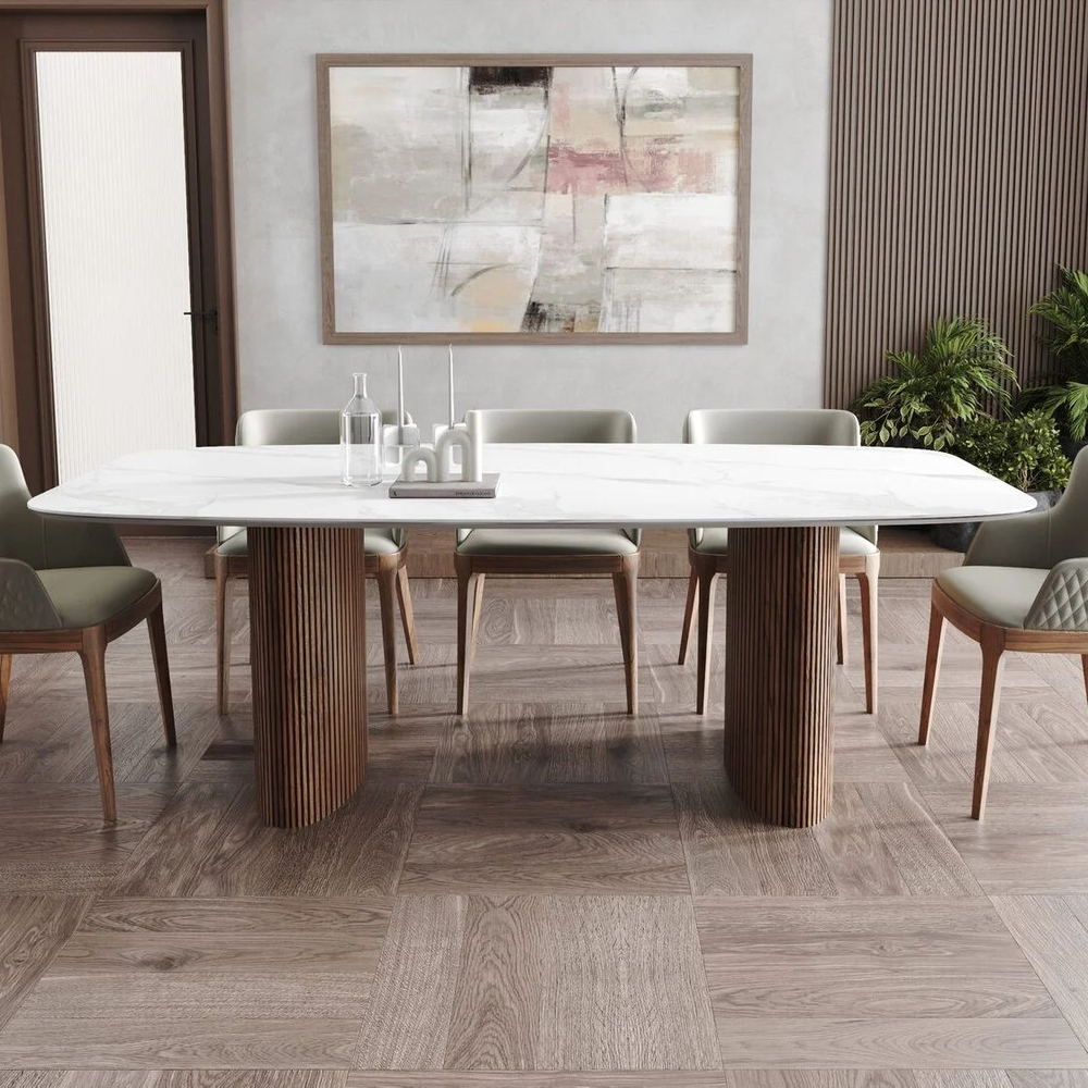 Стол овальный Denver 200, керамика матовая / две опоры