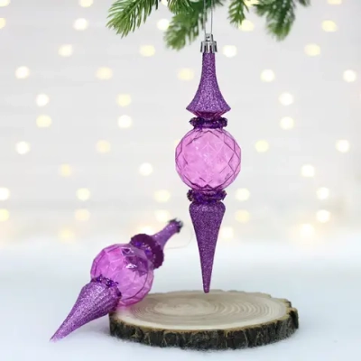 Елочные игрушки «Искры» 5*5*19 см (набор 2 шт), Сиреневый