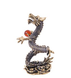 Народные промыслы AM-3852 Фигурка «Дракон Мушу» (латунь, янтарь)