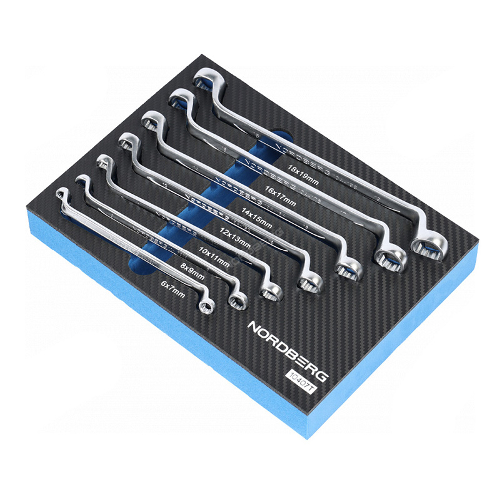 NORDBERG (10407T) Набор ключей накидных в ложементе для тележки, 7 предметов