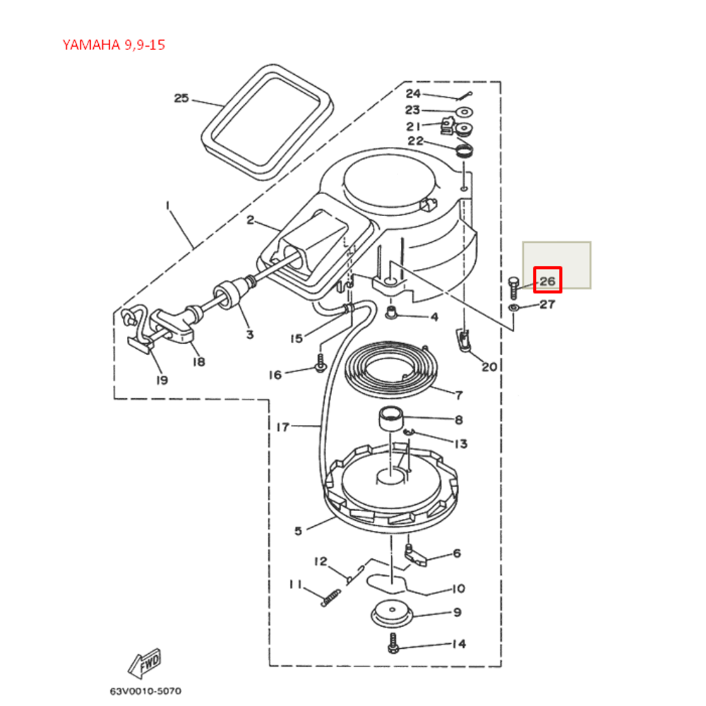 Болт Yamaha M6x25mm (YUELANG)