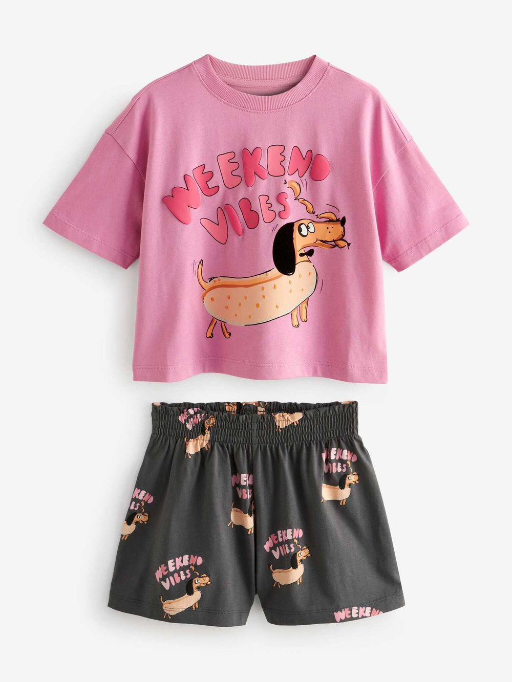 Пижама для девочки Next 855-827, 3 шт., Темно-серый, Розовый