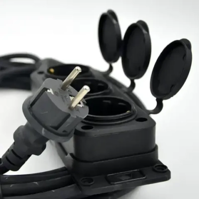 Удлинитель силовой строительный КГТТ 3х1.5 25А, садовый удлинитель 10м, для сварки, газонокосилки и тримера, 3 розетки с крышками, морозостойкий