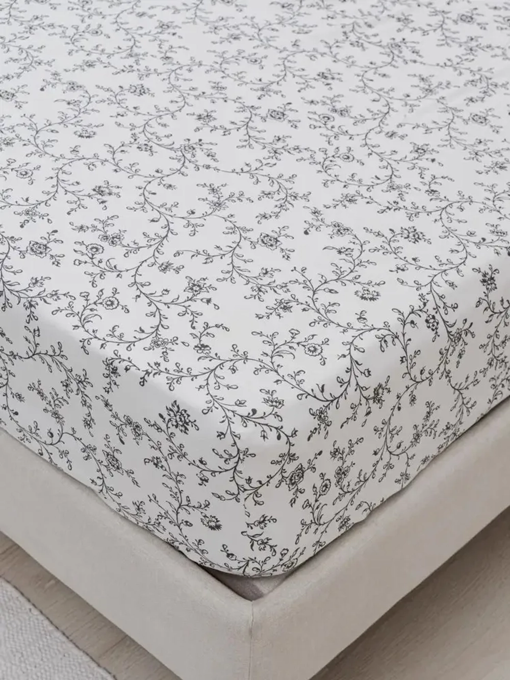 YERRNA простыня на резинке 90*200 белый с рисунком