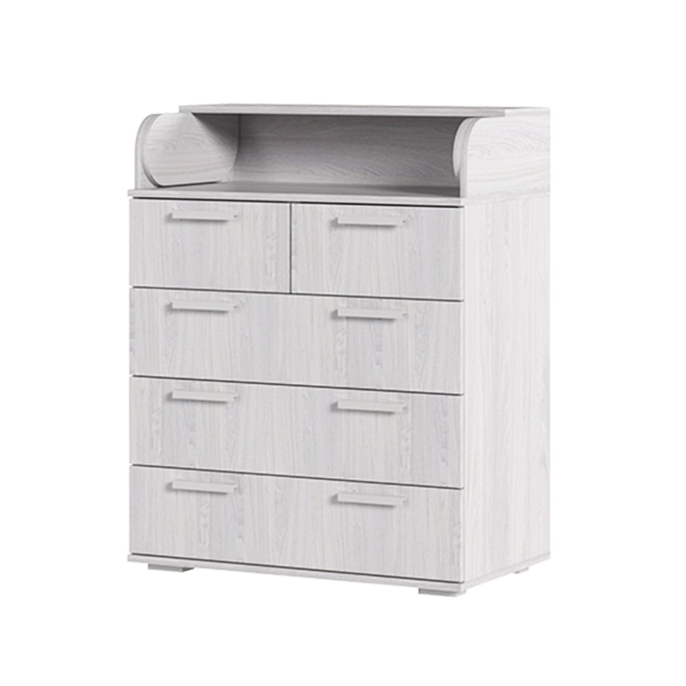 К-1 М Комод 5 ящиков и 1 полка с пеленальным столиком Дуб анкор светлый / Дуб анкор светлый