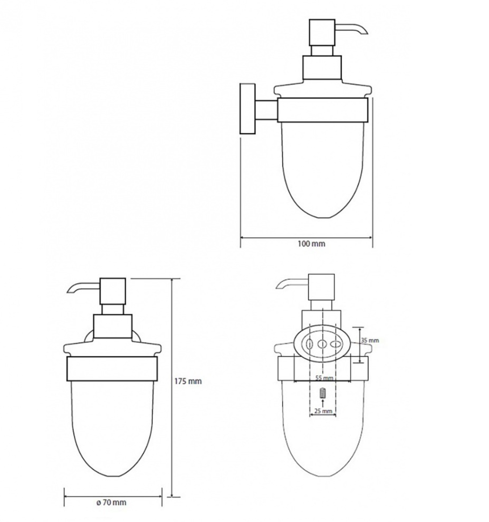 Настенный дозатор для жидкого мыла (стекло) oval 118409011