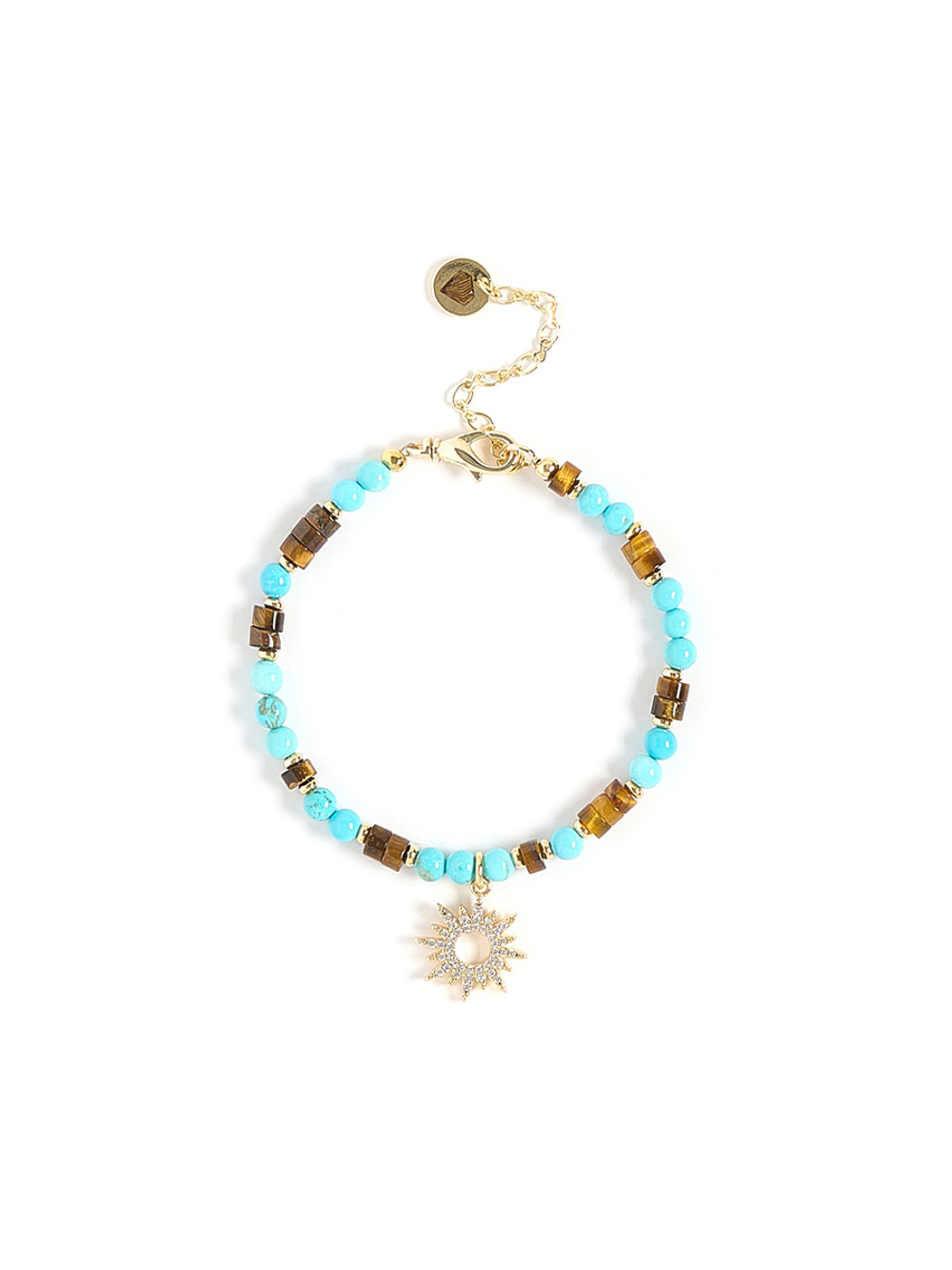 Браслет "Sun" с турквенитом и тигровым глазом Gold
