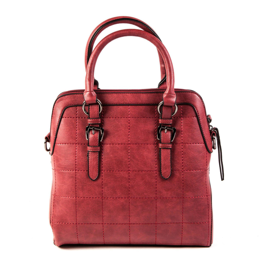 Средняя стильная женская повседневная сумка красного цвета из экокожи Dublecity D2086-2 Red Wine