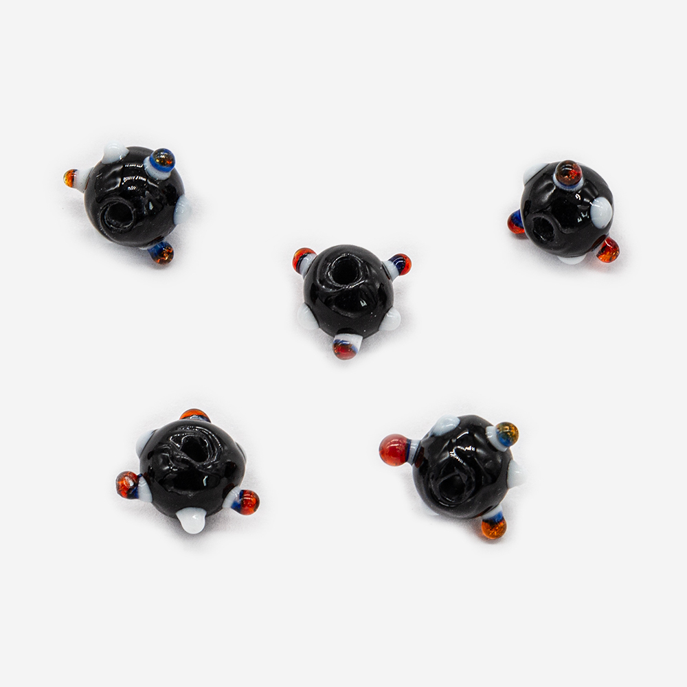 Бусина лампворк "Ёжик", 10,5мм, черное стекло