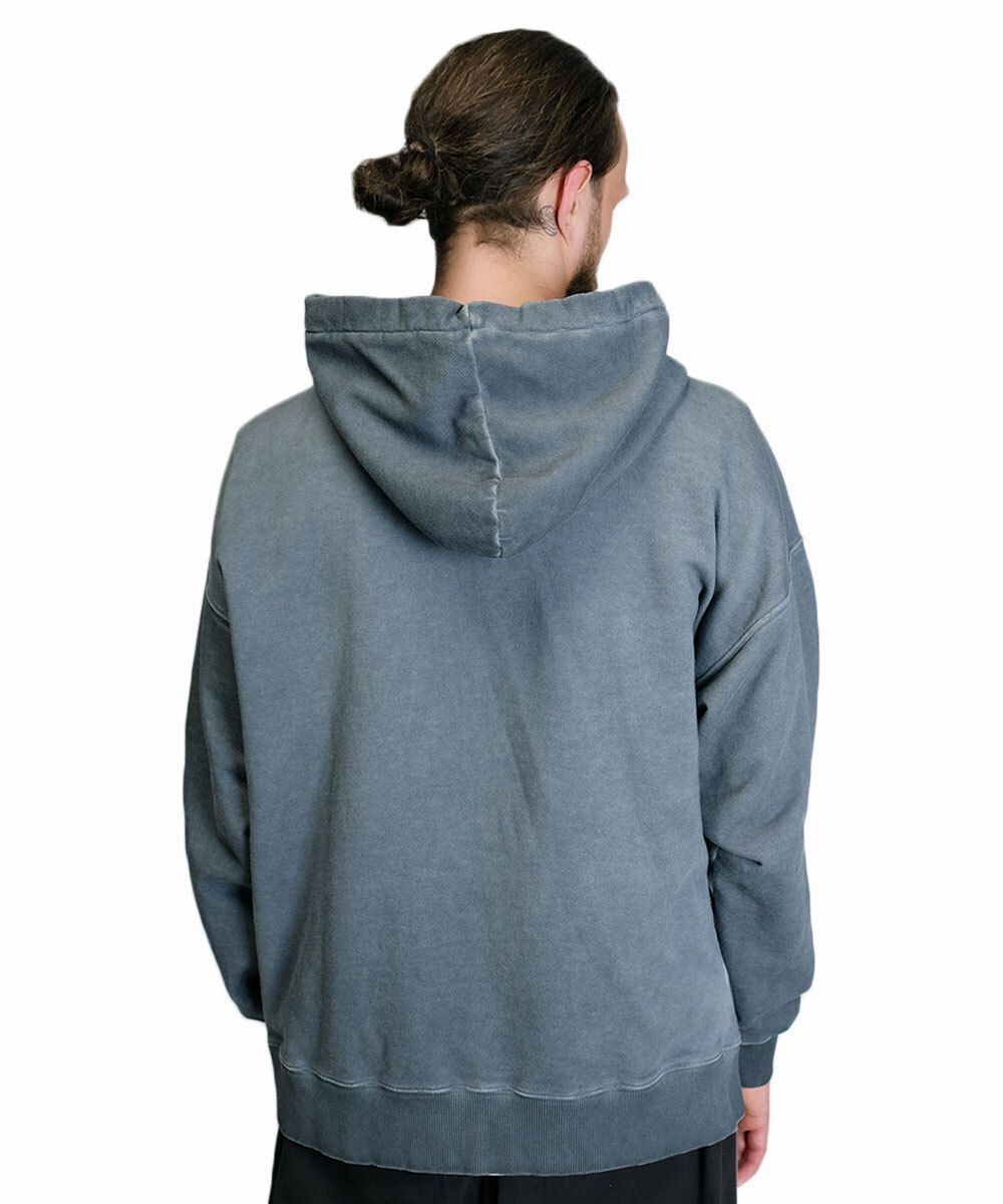 Худи Hardlunch Logo на молнии garment dye темно-серый