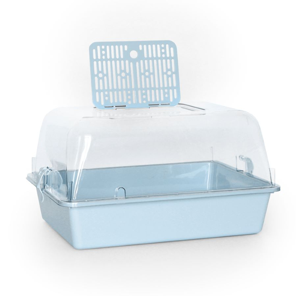 Zooexpress террариум (дюна) прозрачный - голубой - L (42х30,5х22,5 см)
