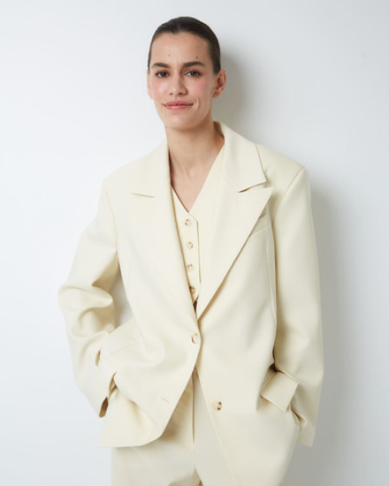 Жакет на пояске из шерсти белый шоколад