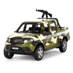 Модель ин. мет. "УАЗ Пикап камуфляж с пулеметом" 12см, двери, багаж. PICKUP-12MIL-ARMGN (Технопарк)