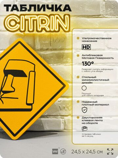 Табличка мем "Каменное лицо" шуточная прикольная табличка на дверь и стену, для офиса и дома, декоративный знак, 24,5х24,5 см, пластиковая, Айдентика Технолоджи