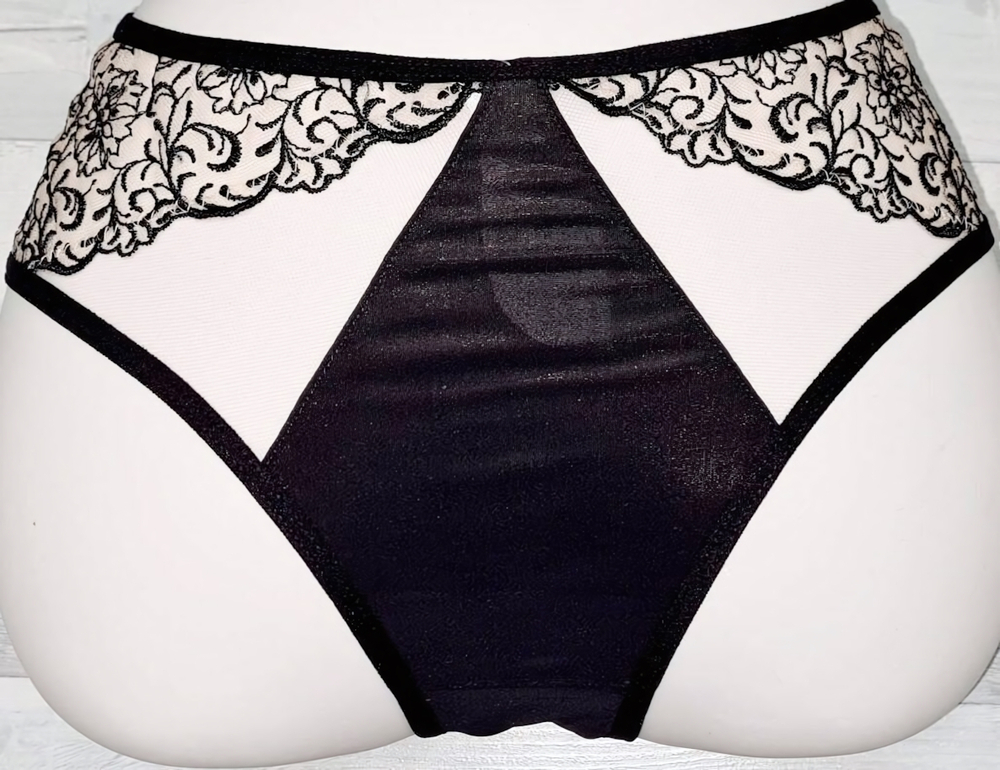 Стильные трусики-слипы из микрофибры и сетки с цветочной вышивкой (Размер: 4X) (Цвет: черный)