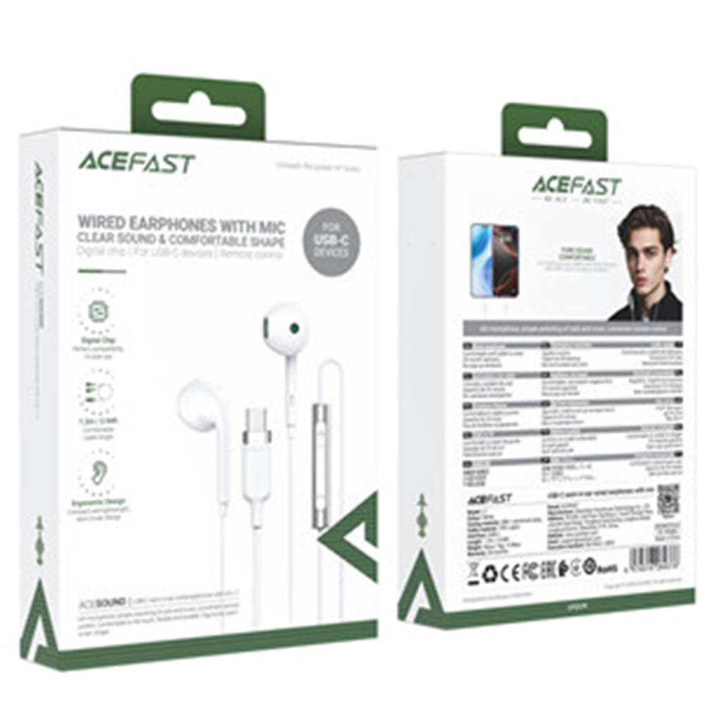 L7 USB-C semi-in-ear wired earphones with mic